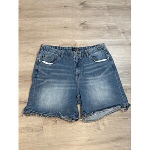 Judy‎ Blue Denim Shorts Frayed Hem Elastic Waist Comfort Stretch 3XL